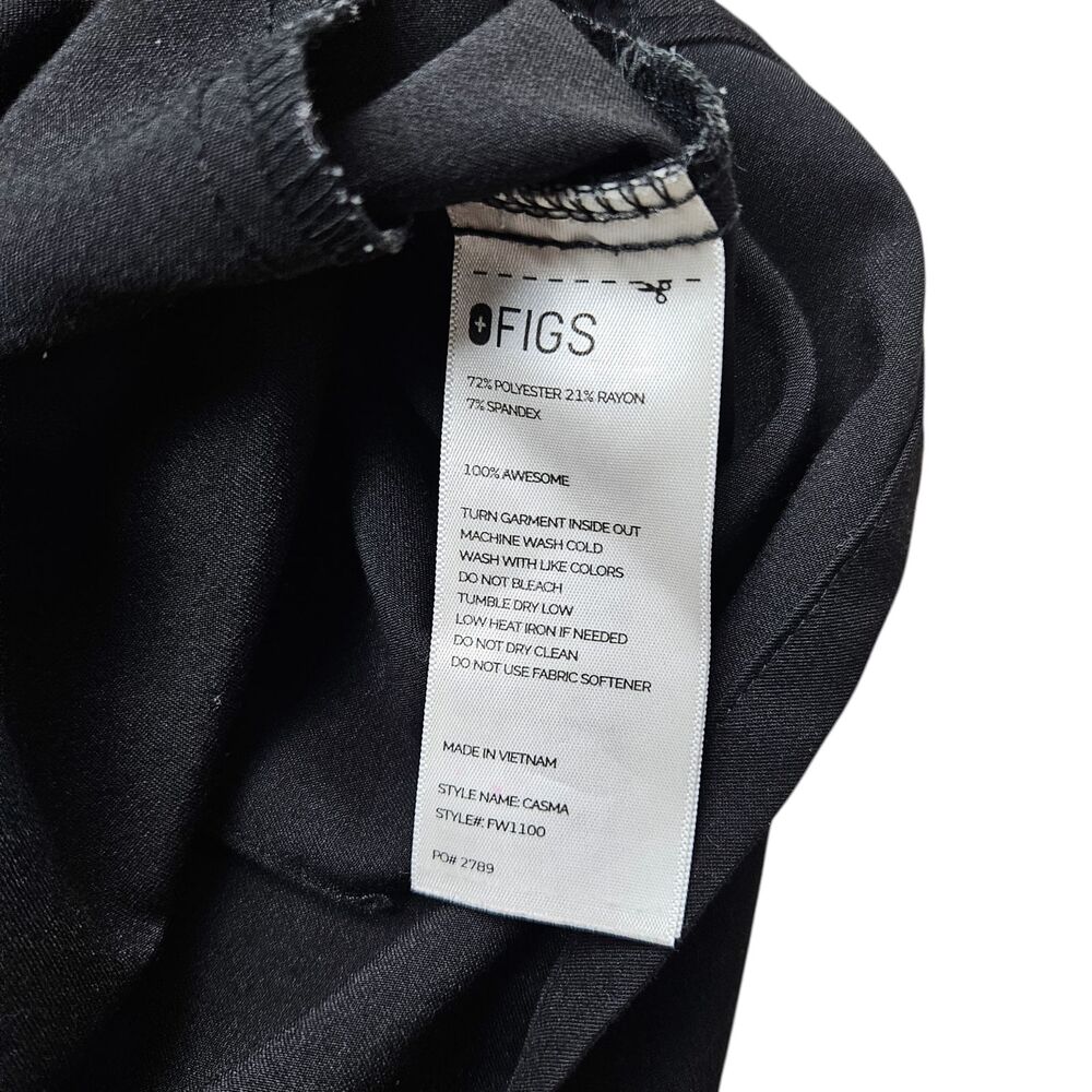 Figs Casma Three Pocket Scrub Top Womens Medium Black Uniform Technical - Picture 6 of 8